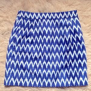J. Crew Factory Blue / White Patterned Mini Skirt
